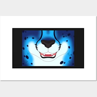 Blue Cheetah Face Posters and Art